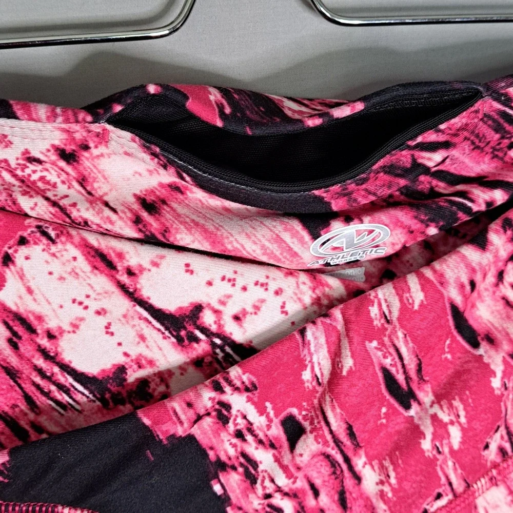 Athletic Works Leggings Womens XL Pink Black Abstract Print High Rise Yoga Pants